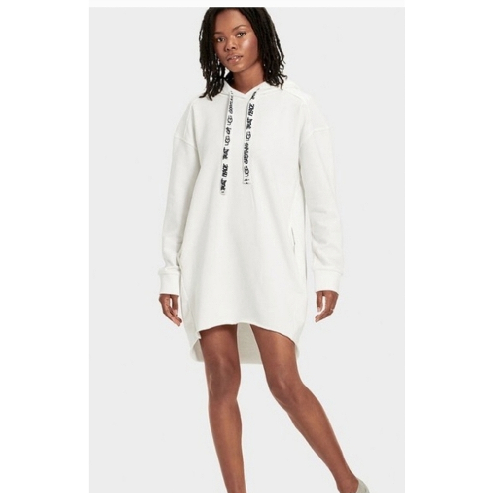 UGG Lucille Hoodie Dress White Large Streetwear VSCO Girl E-Girl Acubi Minimalis